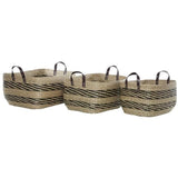 Seagrass Basket with Leather Handles