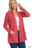 Ribbed Sweater Cardigan (Misses) (Color Options)