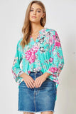 Turquoise Floral Top (Misses)