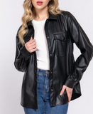 Faux Leather Shacket (Misses)