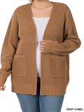 Waffle Cardigan Sweater (Curvy) (Color Options)