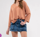 3/4 Fold Sleeve Top (Misses) (Color Options)