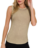 Washed Ribbed Tank (Misses) ( Color Options)