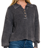 Collared Shirt Sweater (Misses) (Color Options)