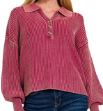 Collared Shirt Sweater (Misses) (Color Options)