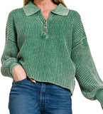 Collared Shirt Sweater (Misses) (Color Options)