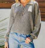 Collared Shirt Sweater (Misses) (Color Options)