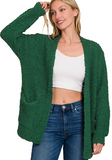 Popcorn Sweater Cardigan (Misses) (Color Options)