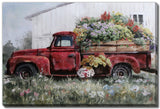 Red Truck With Blooms 24x35