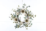 Euc/Wht Sunflower Wreath
