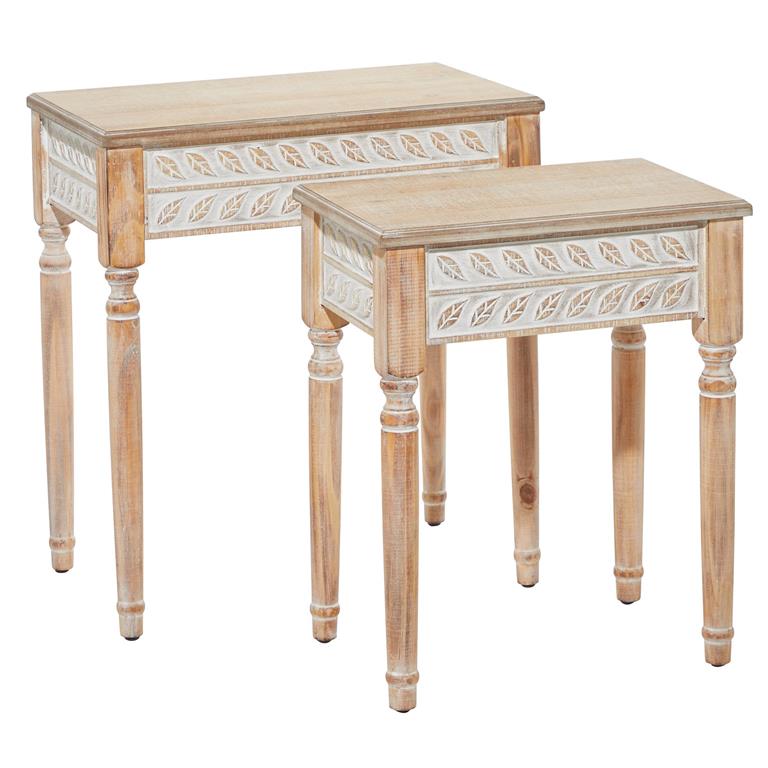 Whitewashed Wood Side Table