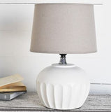 White Petal Pattern Lamp with Oatmeal Shade