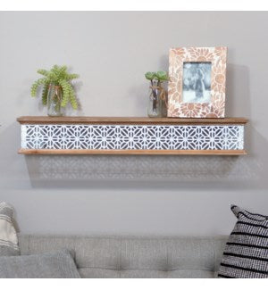 Wood Shelf with White Lattice