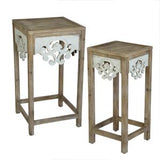 Wood Accent Table with White Detail